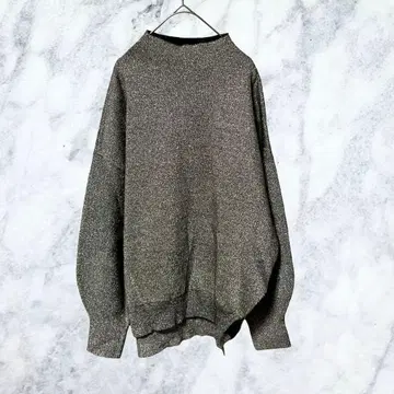 12639 H&M 라메 니트 스웨터 글리터 실버 블랙 S 루즈핏