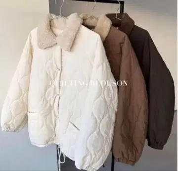 raffime 퍼 옷깃 퀼팅 블루종