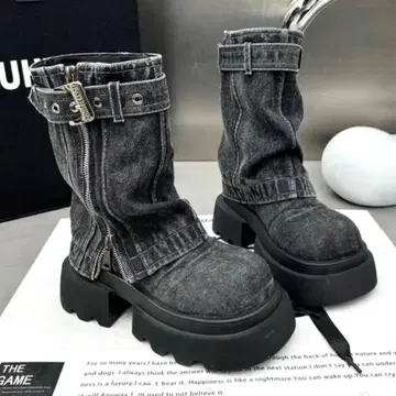 데님 통굽 숏부츠 23.5cm 미사용 새상품