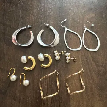 귀걸이 6세트 실버 골드 펄