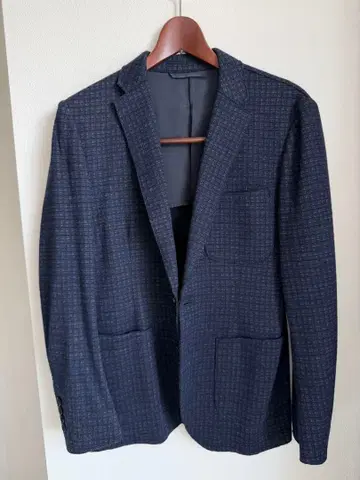 JOSEPH HOMME 다크 블루 체크 무늬 테일러드 자켓