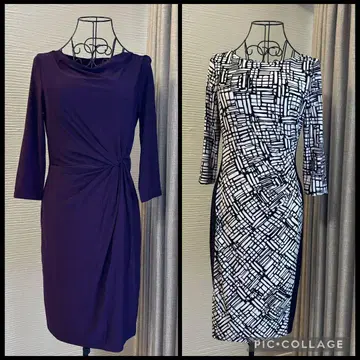 랄프 로렌 원피스 2세트 (퍼플/기하학 패턴)