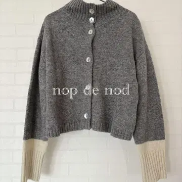 놉드노드 배색 니트 2way 가디건 하이넥 울 100%