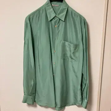 AURALEE 실크 긴팔 셔츠 사이즈 3 그린