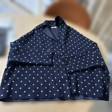 evam eva 네이비 도트 오부 소매 셔츠