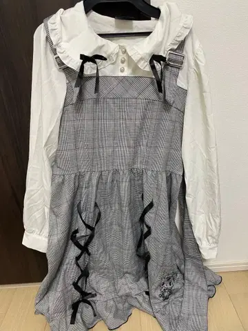 돈키호테 x 심야의 멜로크로 체크 무늬 프릴 옷깃 원피스