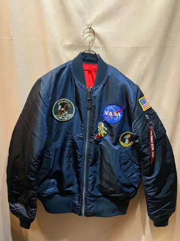 알파 NASA MA-1 플라이트 자켓 네이비 레드 XL