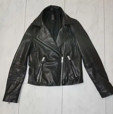 블랙 가죽 라이더 자켓