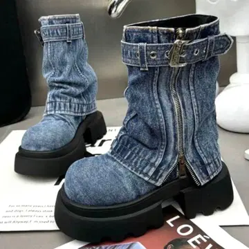 데님 통굽 숏부츠 23.5cm 미사용 새상품