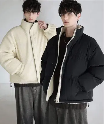 리버서블 다운 자켓 블랙/화이트