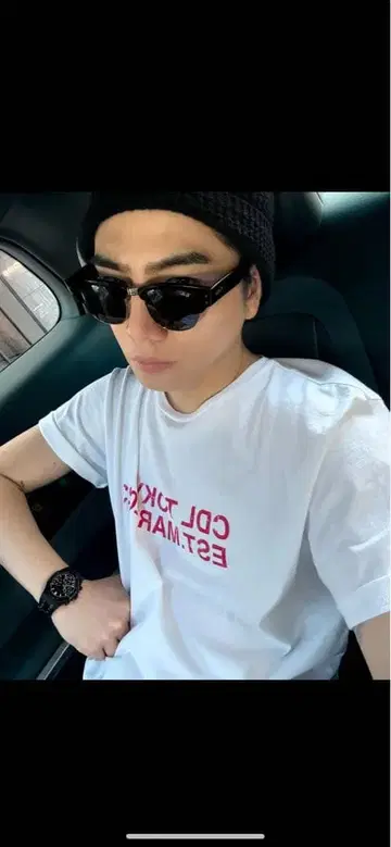 미사용 새상품 CDL TOKYO 화이트 프린트 반팔 T셔츠