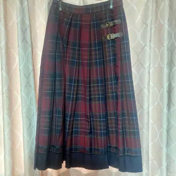 axes femme 플리츠 체크 롱 스커트