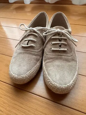 [카네마츠] 베이지 스웨이드 에스파드리유풍 스니커즈