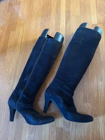 DIANA 블랙 스웨이드 하이힐 롱 부츠