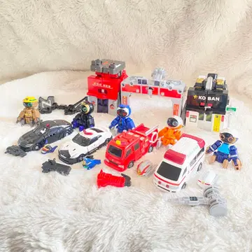 조브레이버 4체 + 변형 2개 세트 순찰차 소방차 구급차 토미카