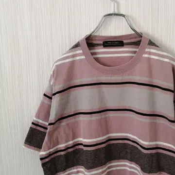 나노 유니버스 T셔츠 반팔 보더 핑크