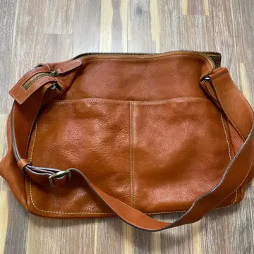 츠치야 가방 브라운 가죽 숄더백