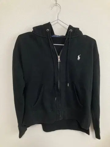랄프 로렌 풀 집업 후드티 XS 사이즈 여성용 블랙 y2k