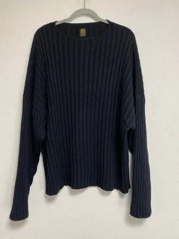 BATONER 울 리브 니트 스웨터 블랙