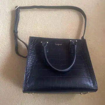 블랙 크로커다일 패턴 핸드백