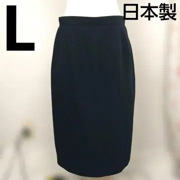 일본제 [L] 빅 블랙 무릎 기장 스커트 슬릿 A19