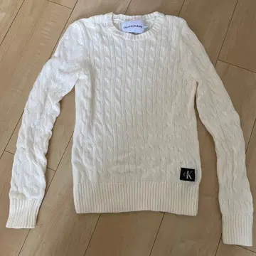 Calvin KleinJeans 케이블 니트 스웨터 S 사이즈 아이보리