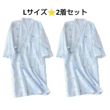 재입고 파자마 잠옷 꽃무늬 L 사이즈 블루 2벌 세트