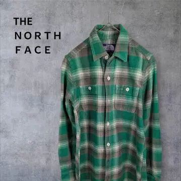 THE NORTH FACE 퍼플 라벨 그린 체크 플란넬 셔츠 S