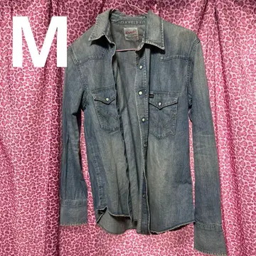 남성용 M Wrangler 데님 빈티지 셔츠 긴팔 데님