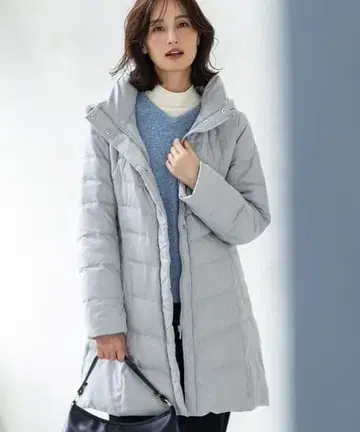 알파 큐빅 후드 부착 라이트 그레이 롱 다운 자켓 L