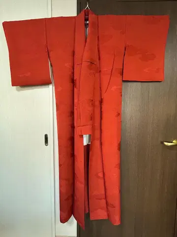 9 여성용 기모노 호몬기 문장 기모노 빨간색