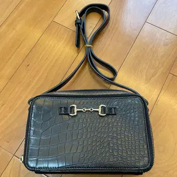 블랙 크로커다일 무늬 숄더백