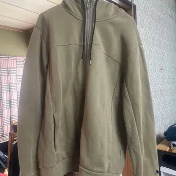 Puma 카키 풀 집업 후드티