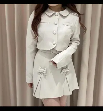 BUBBLES 리본 플리츠 자켓 셋업