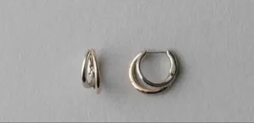 ete 귀걸이 더블 라인 바이컬러 허그 귀걸이 핑크 골드