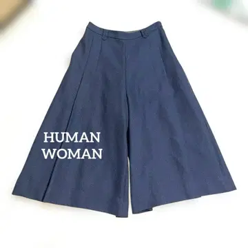 새상품급 HUMAN WOMAN 네이비 가우초 팬츠 플리츠 SS 사이즈