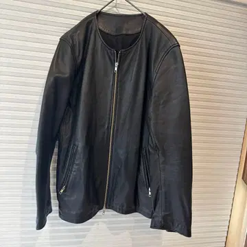 블랙 가죽 라이더 자켓 (노카라) L 사이즈