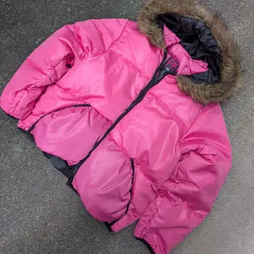 PK 핑크 다운 자켓 퍼 포함 광택