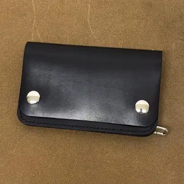 트래커 지갑 미들 블랙 극박 2층 히메지 가죽