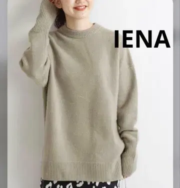 이에나 AQUA 크루넥 풀오버 니트 베이지 울 캐시미어