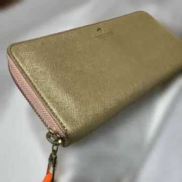 골드 합성 피혁 장지갑 지퍼식