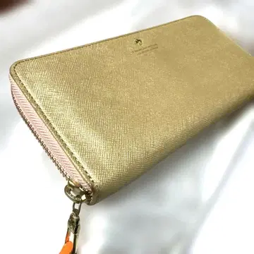 골드 합성 피혁 장지갑 지퍼식