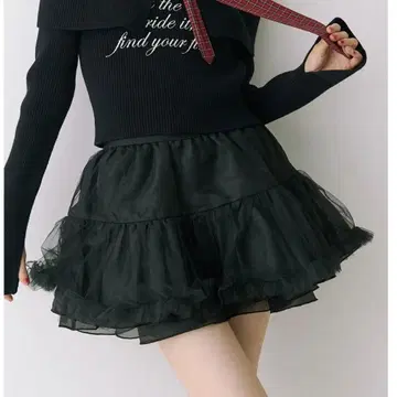 jouetie 볼륨 튜튜 스커트 티어드 튤 블랙