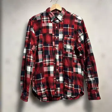 BEAMS PLUS 체크 무늬 패치워크 플란넬 셔츠