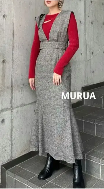 [무루아] 사이드 벨트 머메이드 원피스