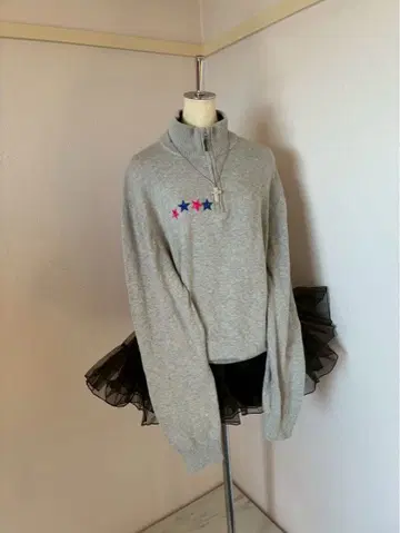 y2k00s 노티카 별 와펜 페어리 그런지 NANA 하프 지퍼 니트