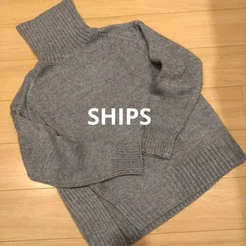 미착용 새상품 쉽스 터틀 니트 S 사이즈 긴팔 블루 그레이