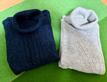 케이블 짜임 터틀넥 스웨터 2색 세트