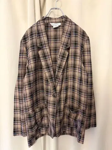 vintage 체크 무늬 이지 테일러드 자켓