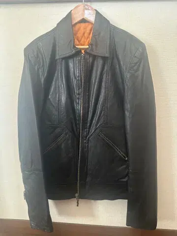 nudie jeans 블랙 가죽 싱글 라이더 자켓